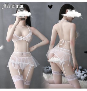 FEE ET MOI Romance Sexy Lace See Through Fairy Lingerie (White)